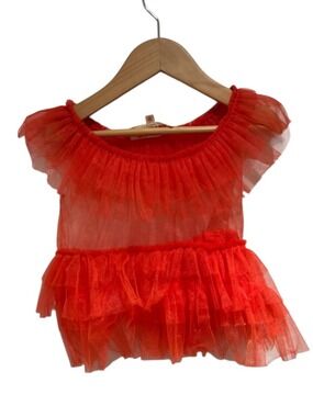 THE ANIMALS OBSERVATORY (TAO) red sheer ruffled top overlay - size 4